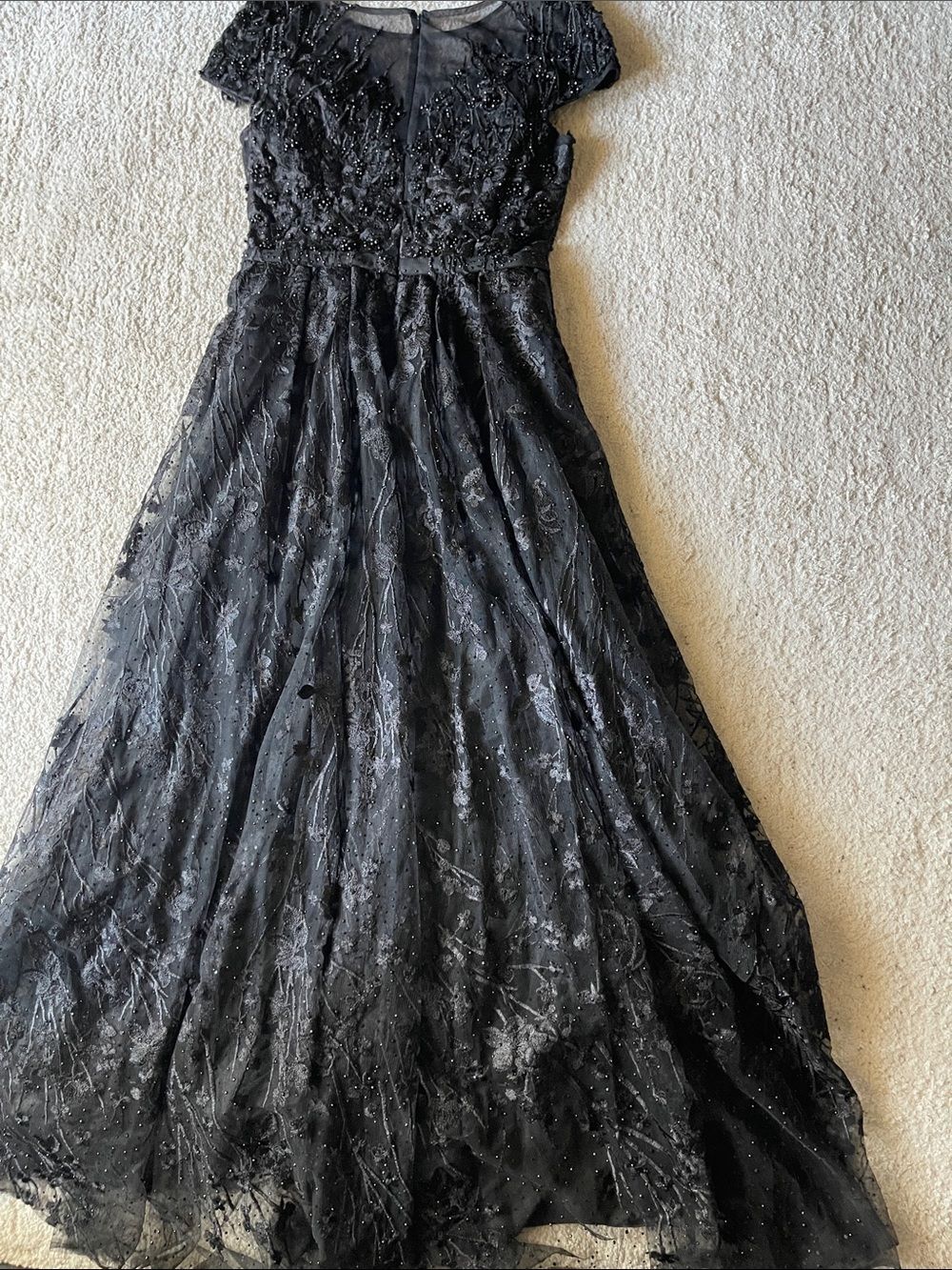 MAC DUGGAL 20405 Black Embellished Floral Cap Sleeve A Line Gown - Picture 8 of 10